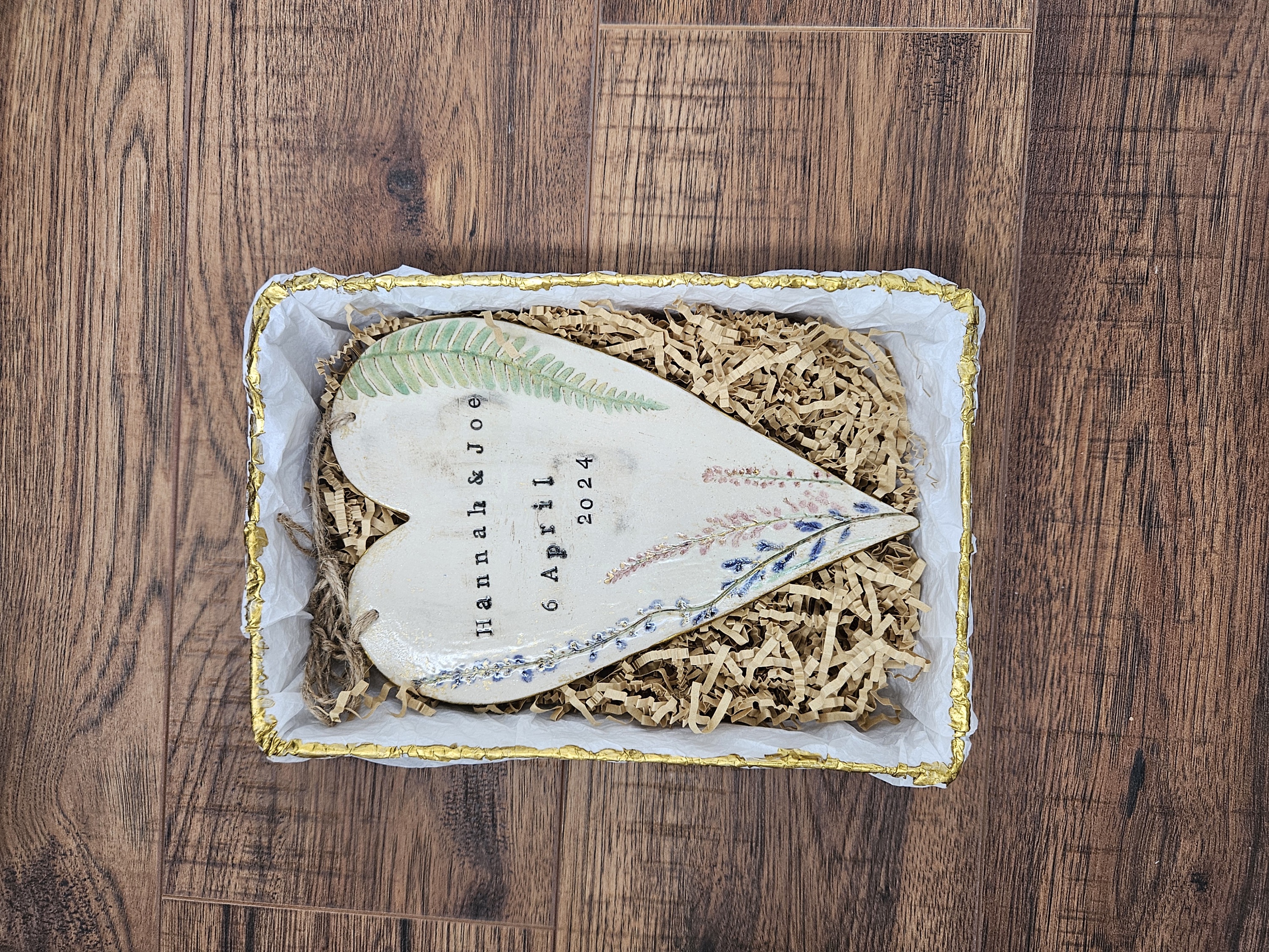 Fern Meadow Wedding Heart Keepsake ceramic piece