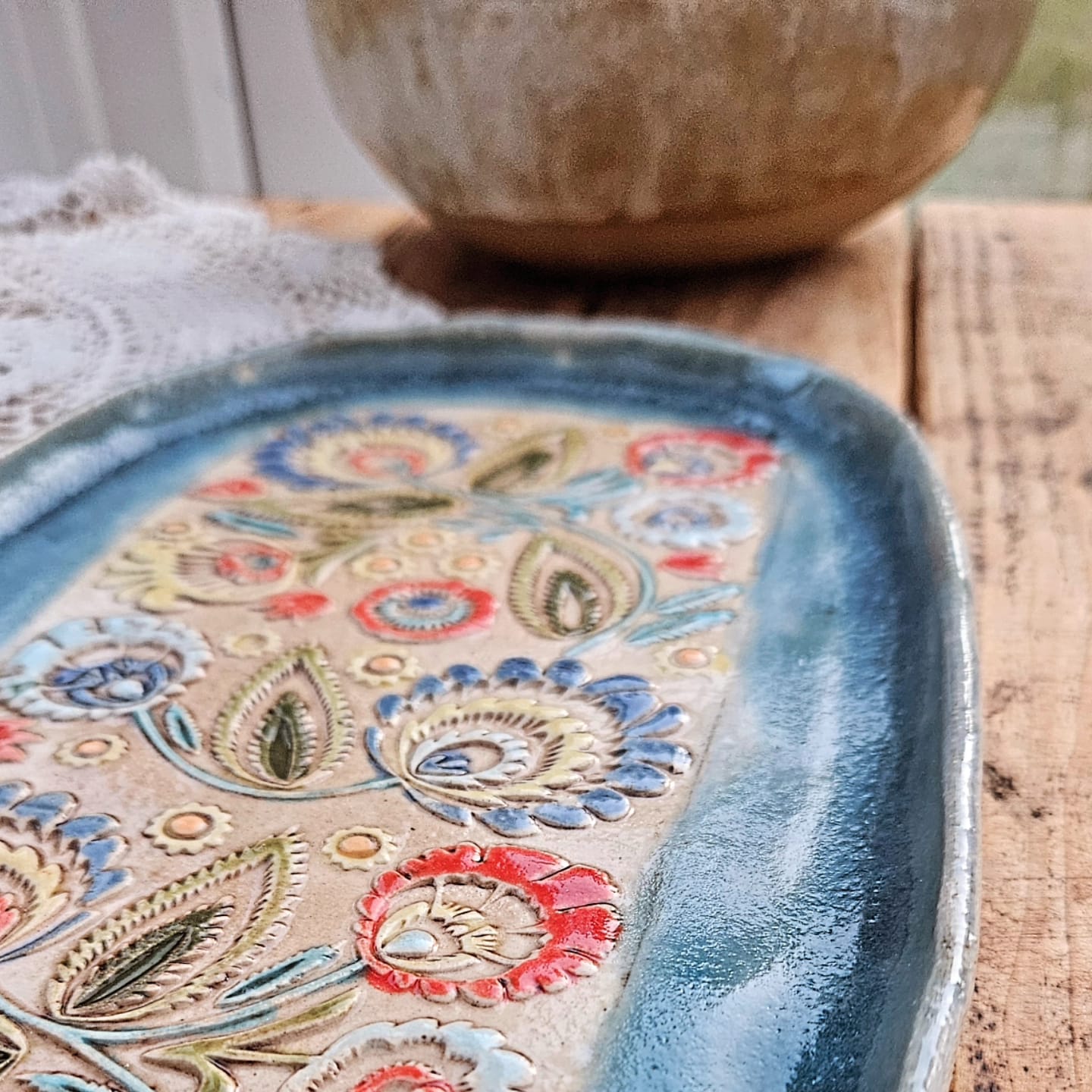 Hand-Painted Ceramic Serving Plates ceramic piece