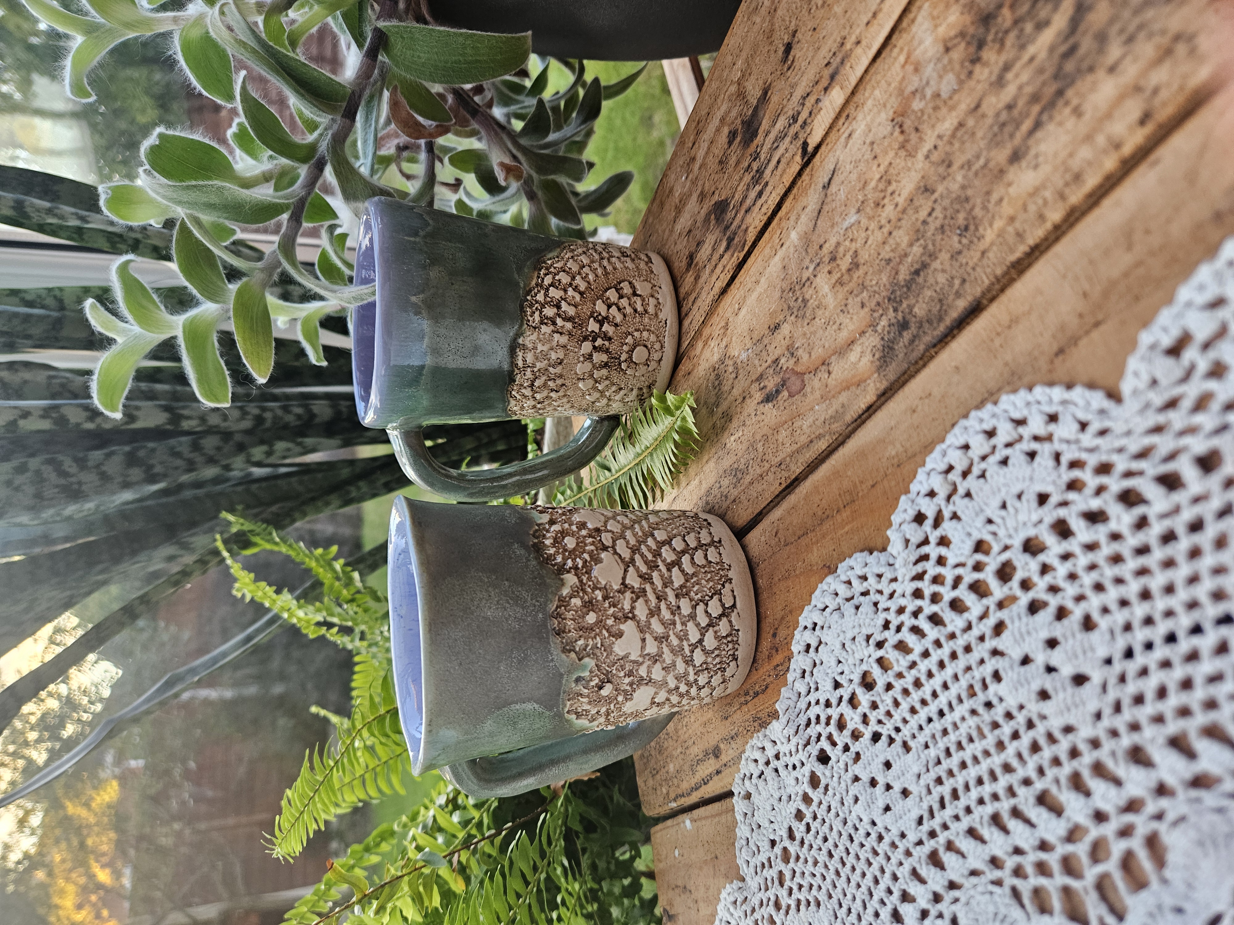 Forest Lace Mugs (Pair) – Sage & Lilac thumbnail 3