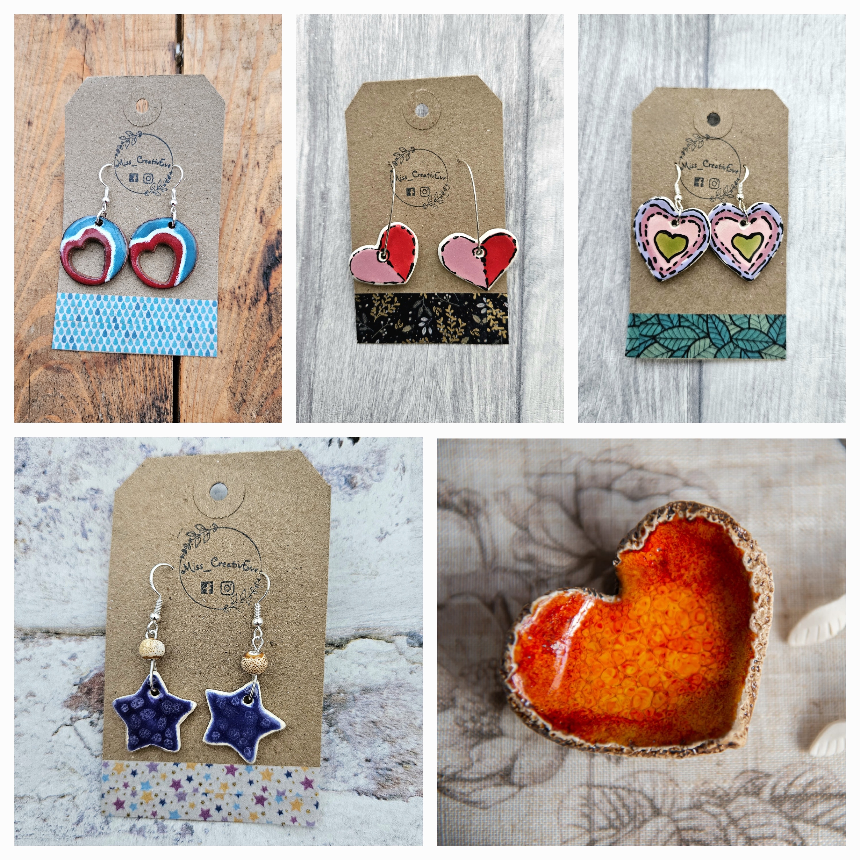 Hearts & Stars – Earrings & Trinket Dish ceramic piece