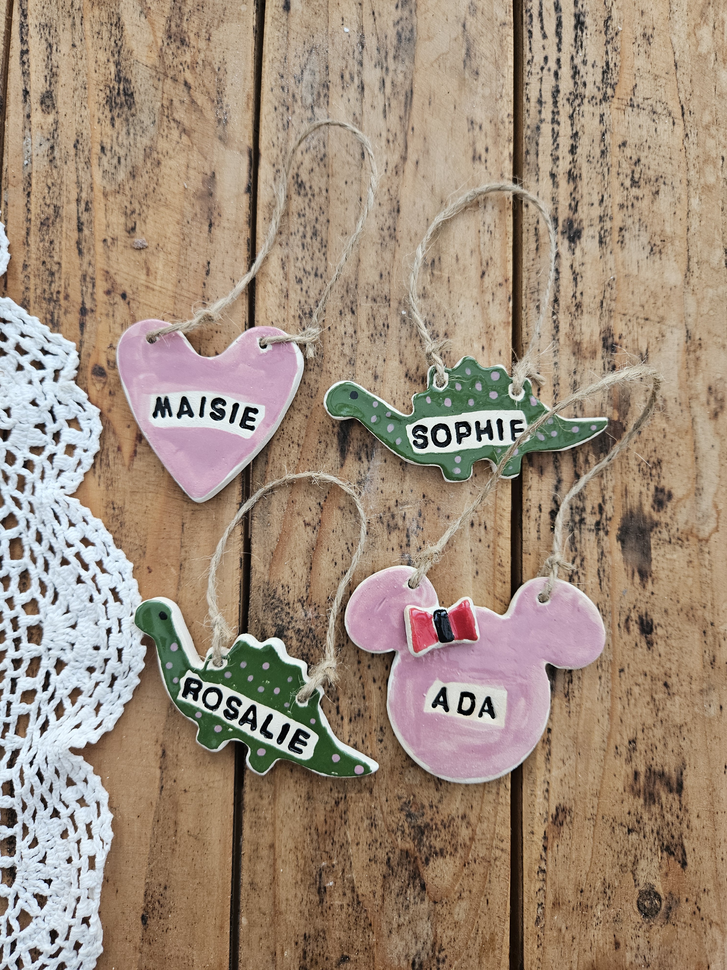 Playful Name Ornaments Set ceramic piece