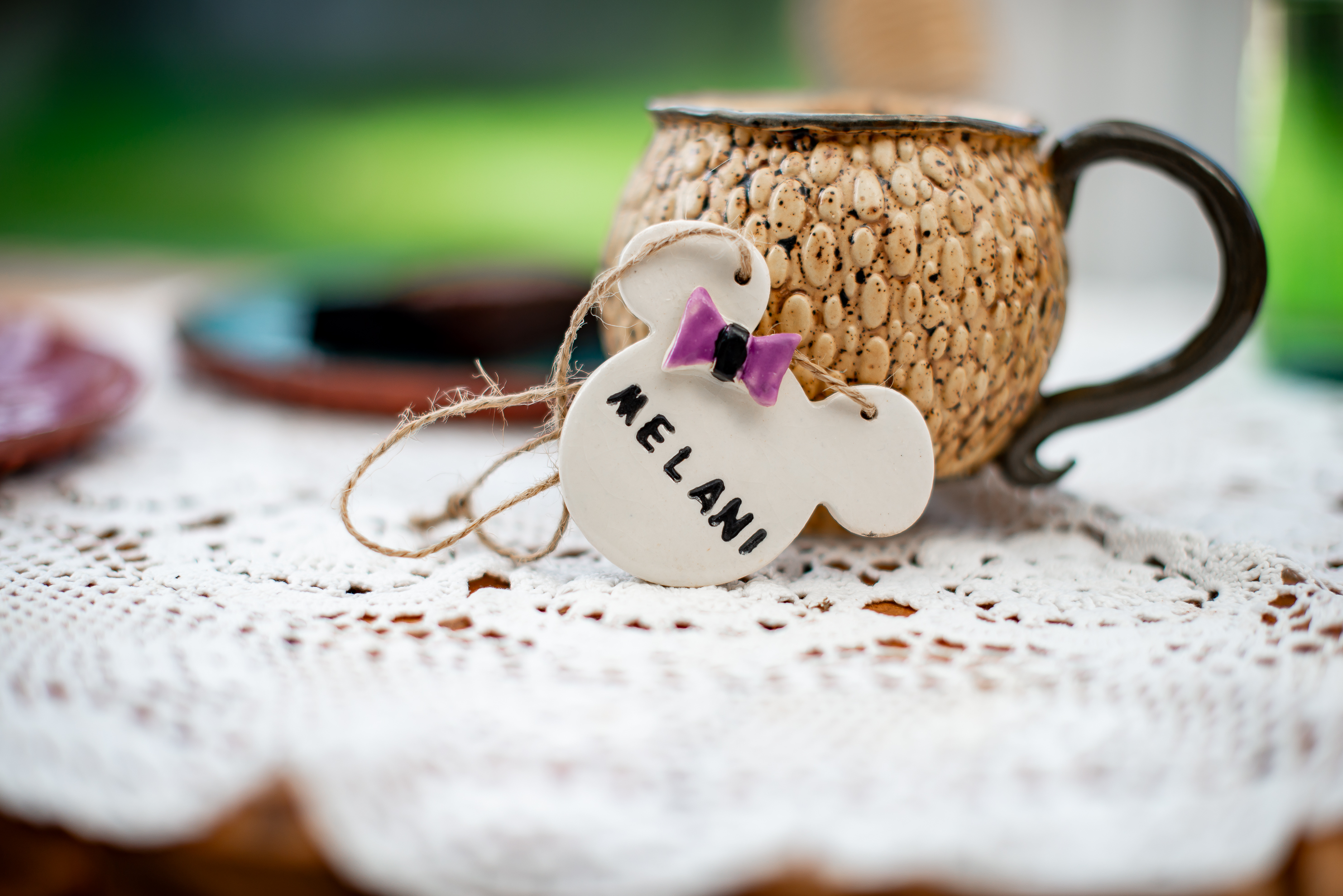 Initials Ring Dish – White Satin ceramic piece
