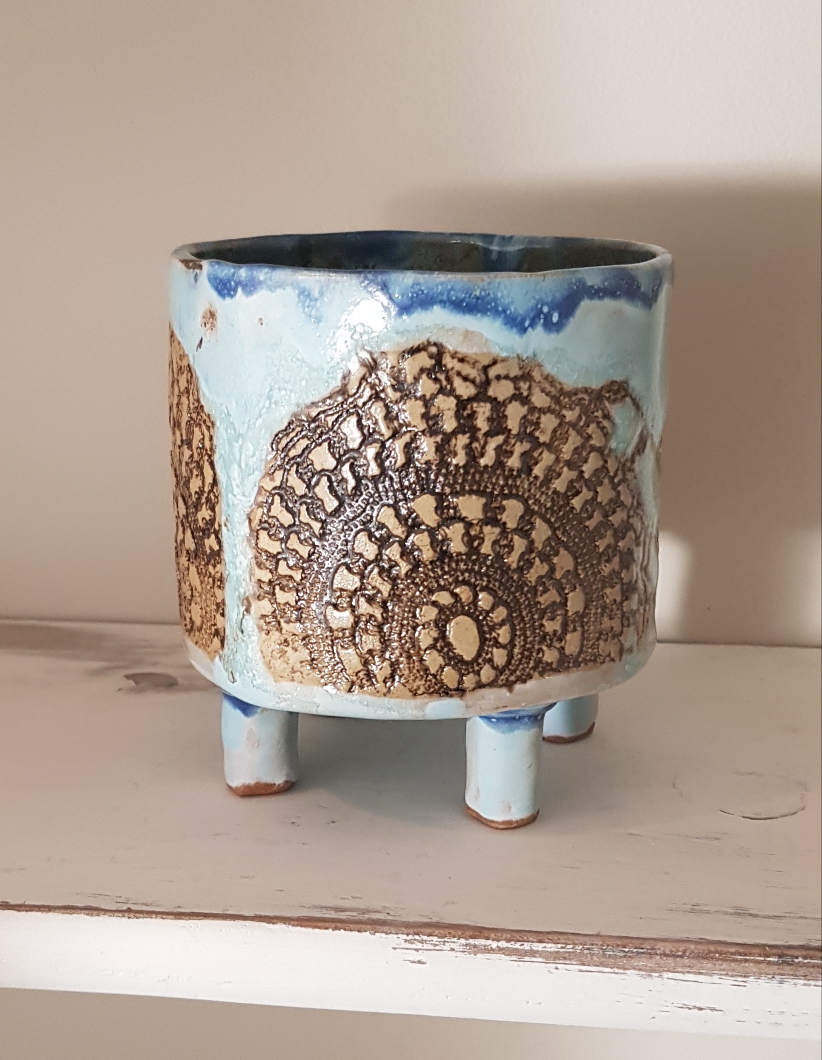 Sky Lace Pedestal Planter ceramic piece