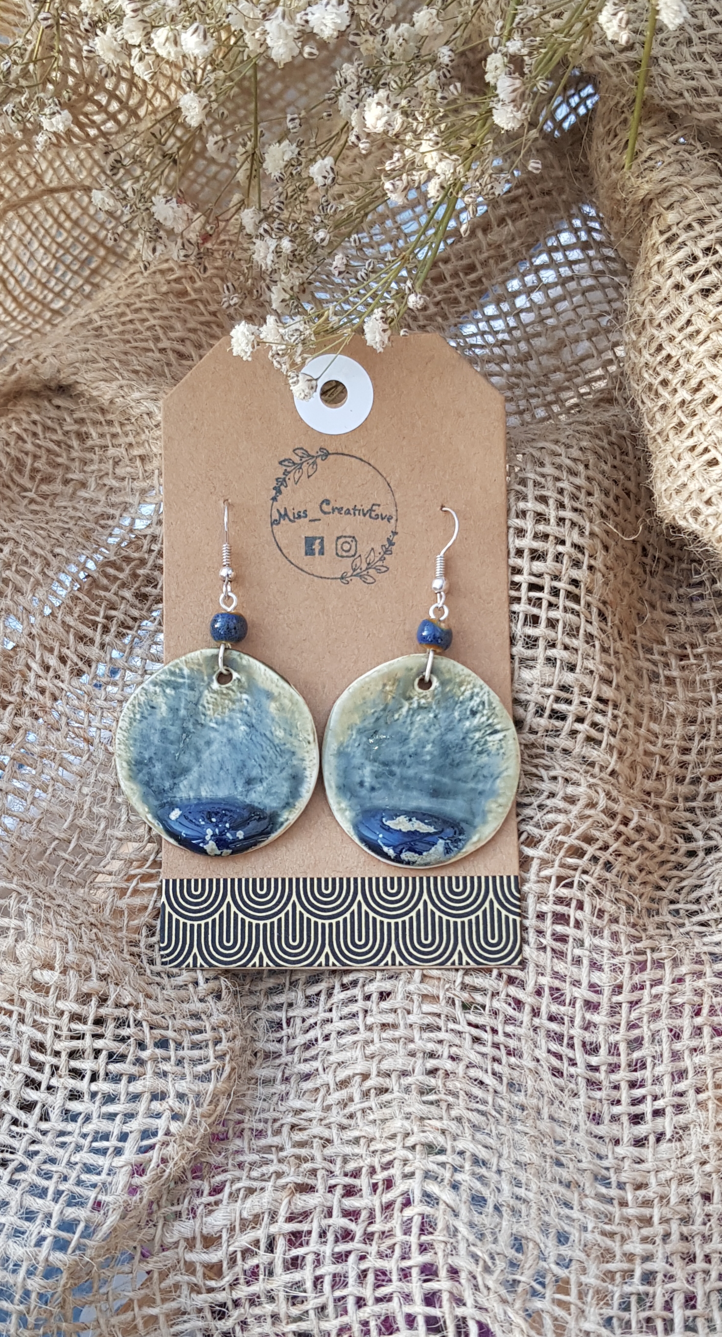 Midnight Tide Earrings ceramic piece