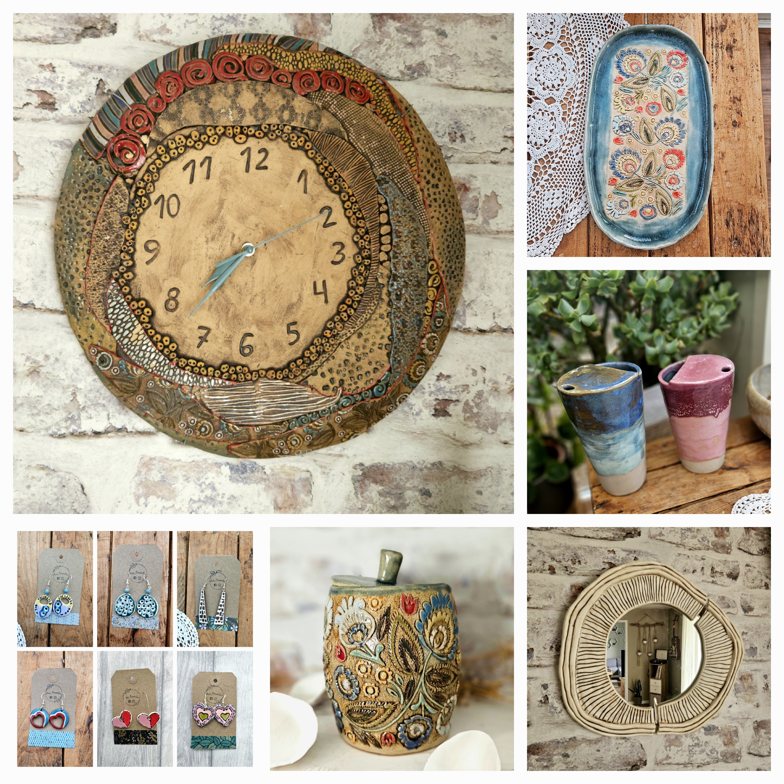 Folk Clock & Studio Mix (Gallery Board) ceramic piece