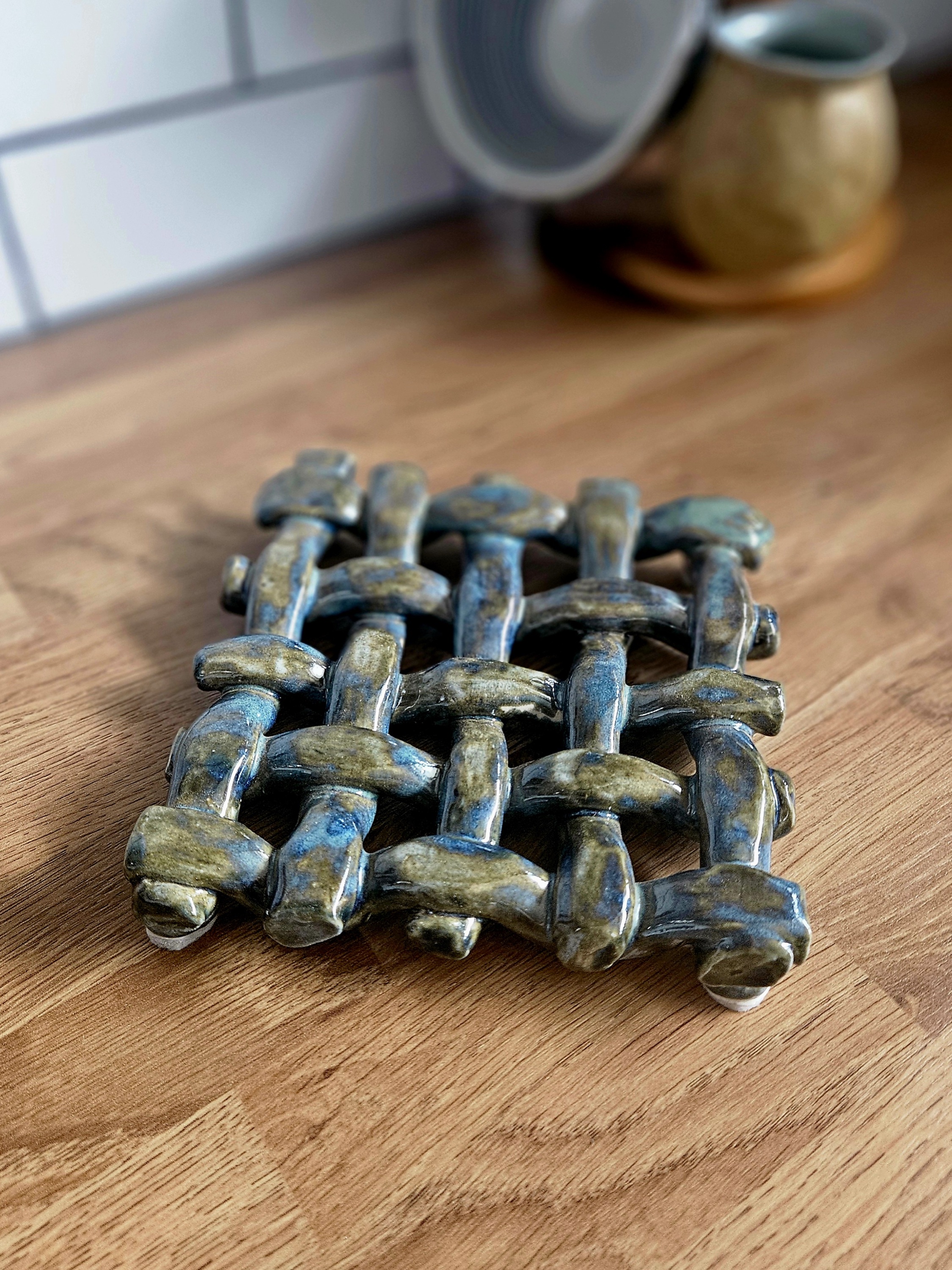 Woven Lattice Trivet / Hot Pad ceramic piece