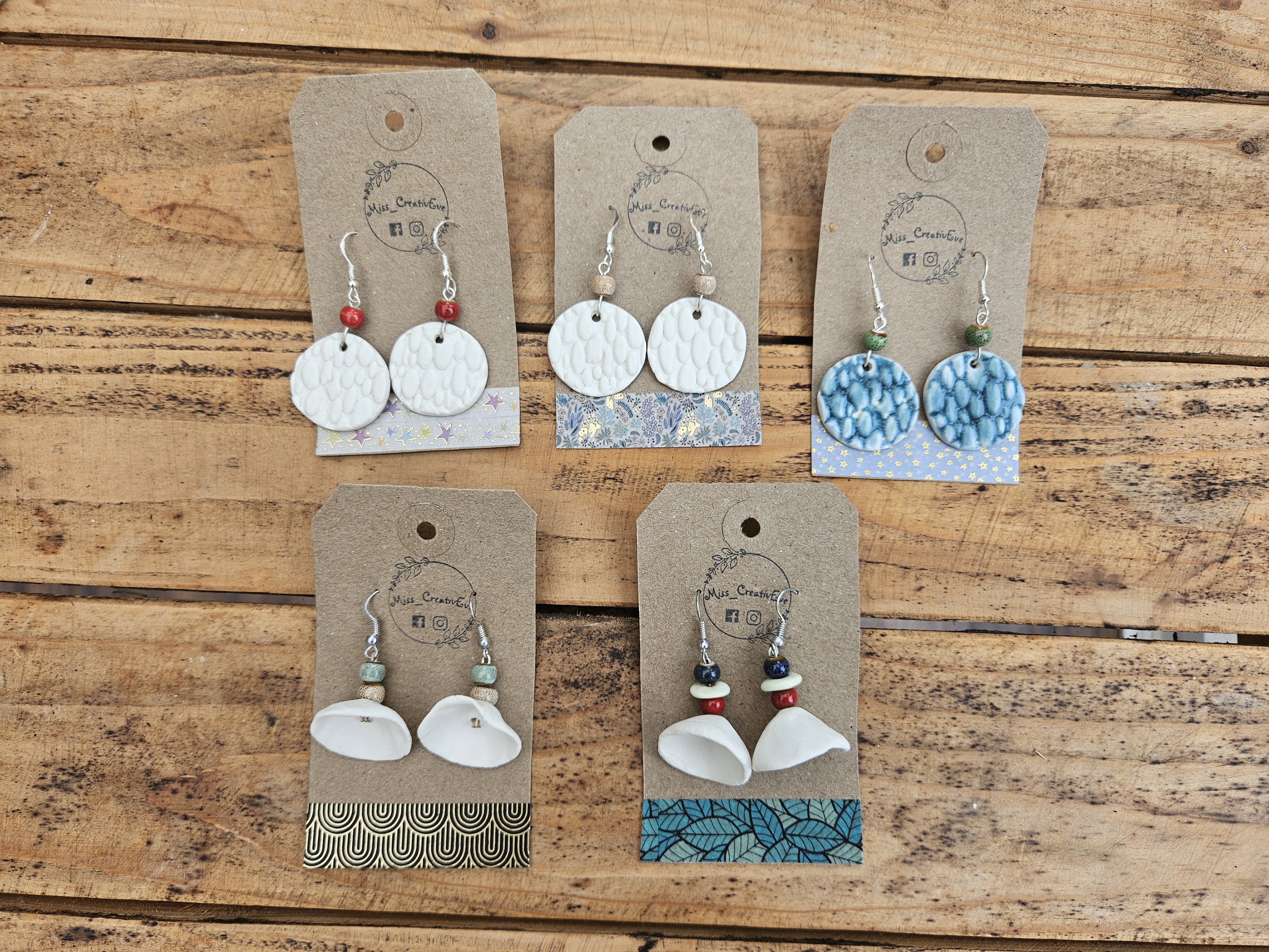 Textured Petal Earring Set ceramic piece