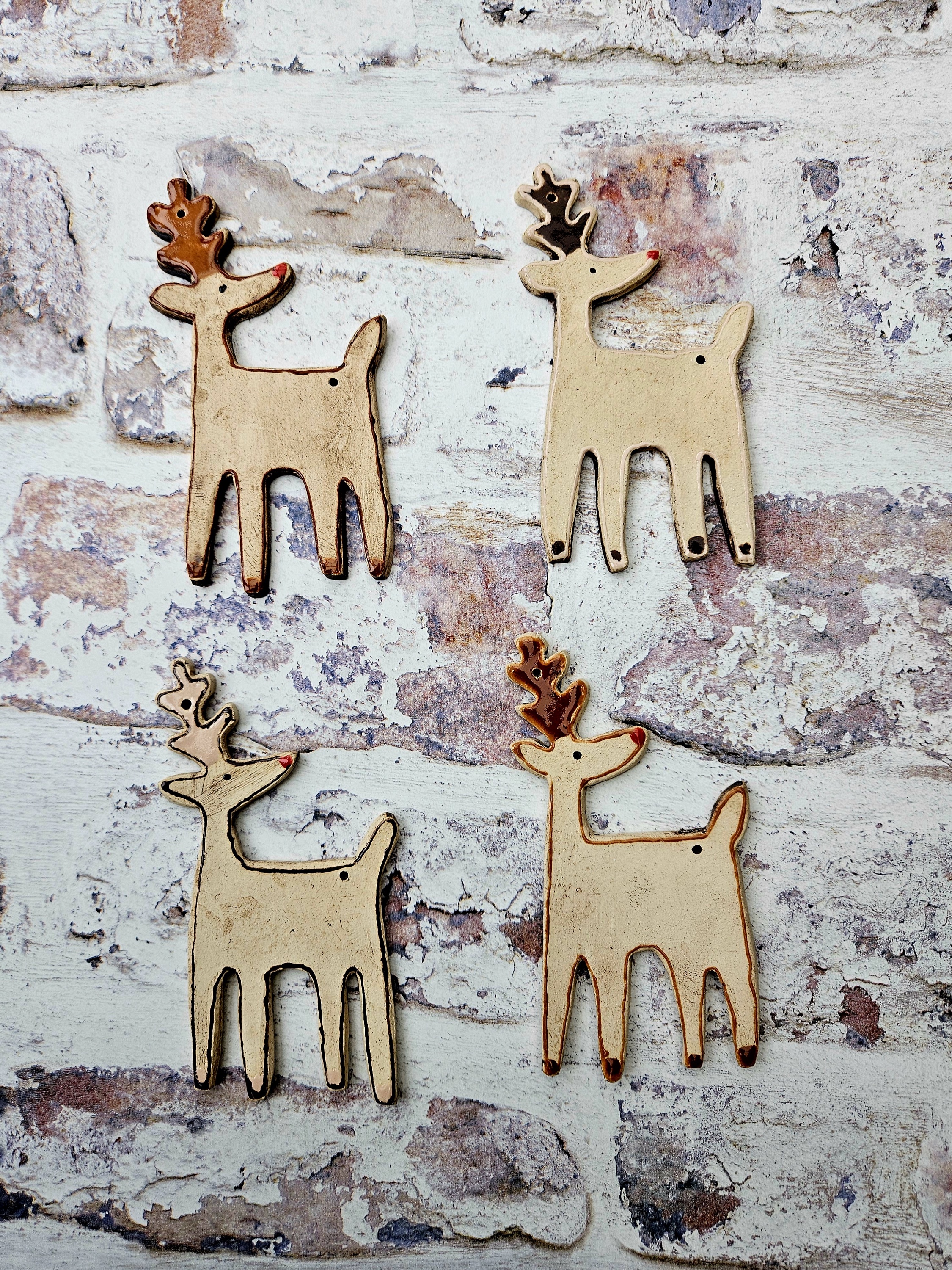 Minimal Reindeer Ornaments (Set of 4) ceramic piece