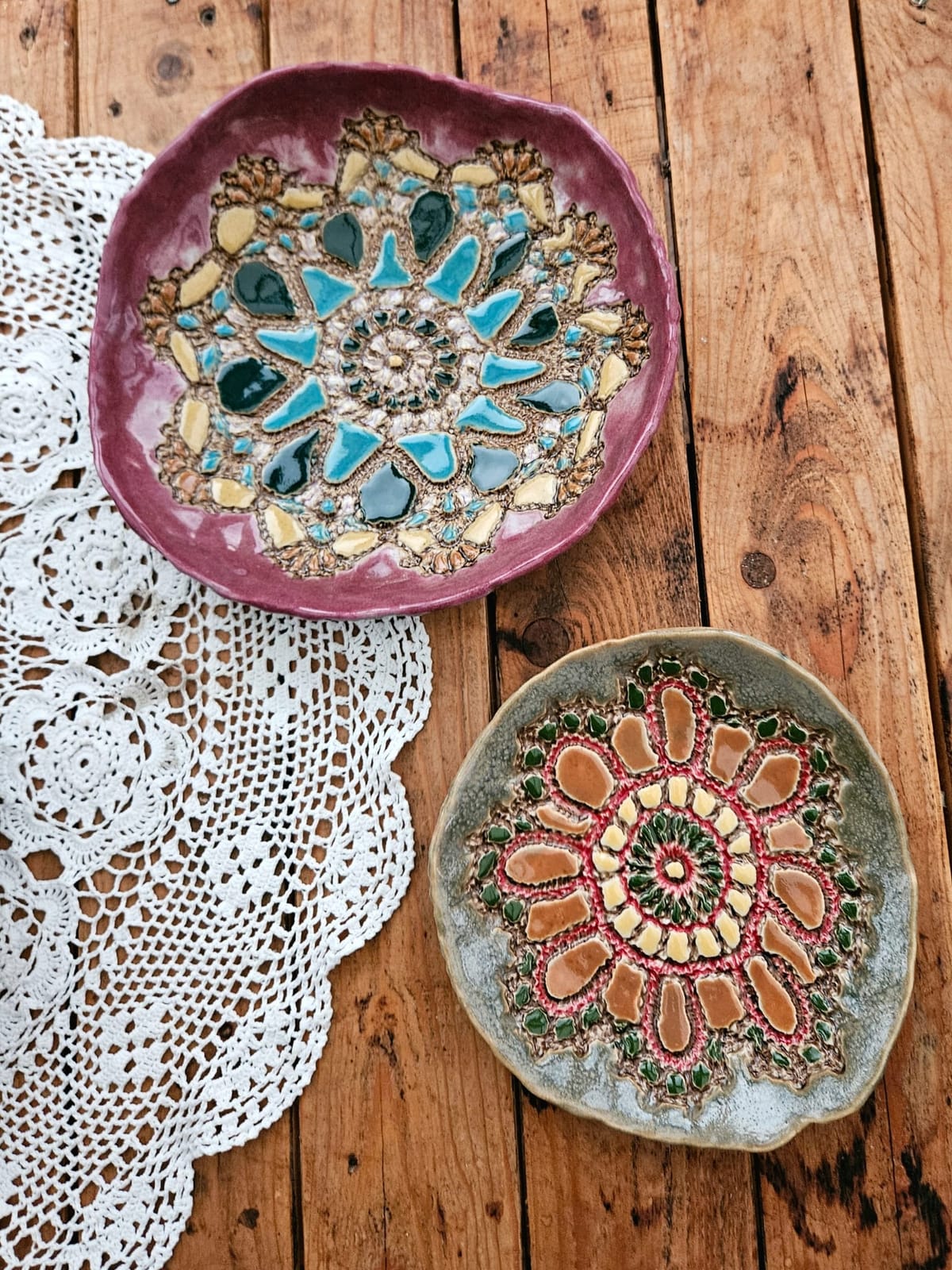 Ceramic Plates with Crochet Print thumbnail 6