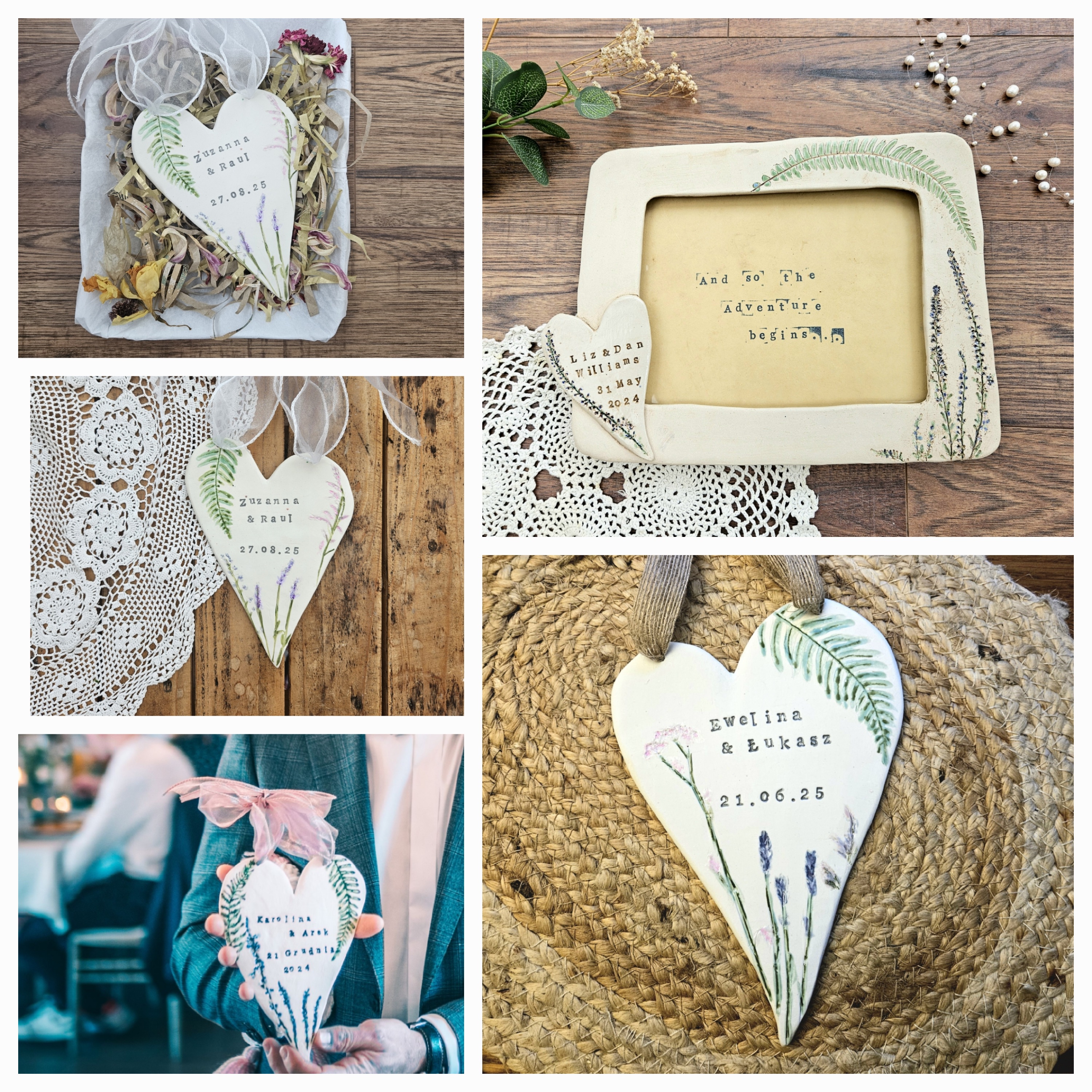 Holiday Ornaments – Hearts, Mushrooms & Stars (Collage) ceramic piece