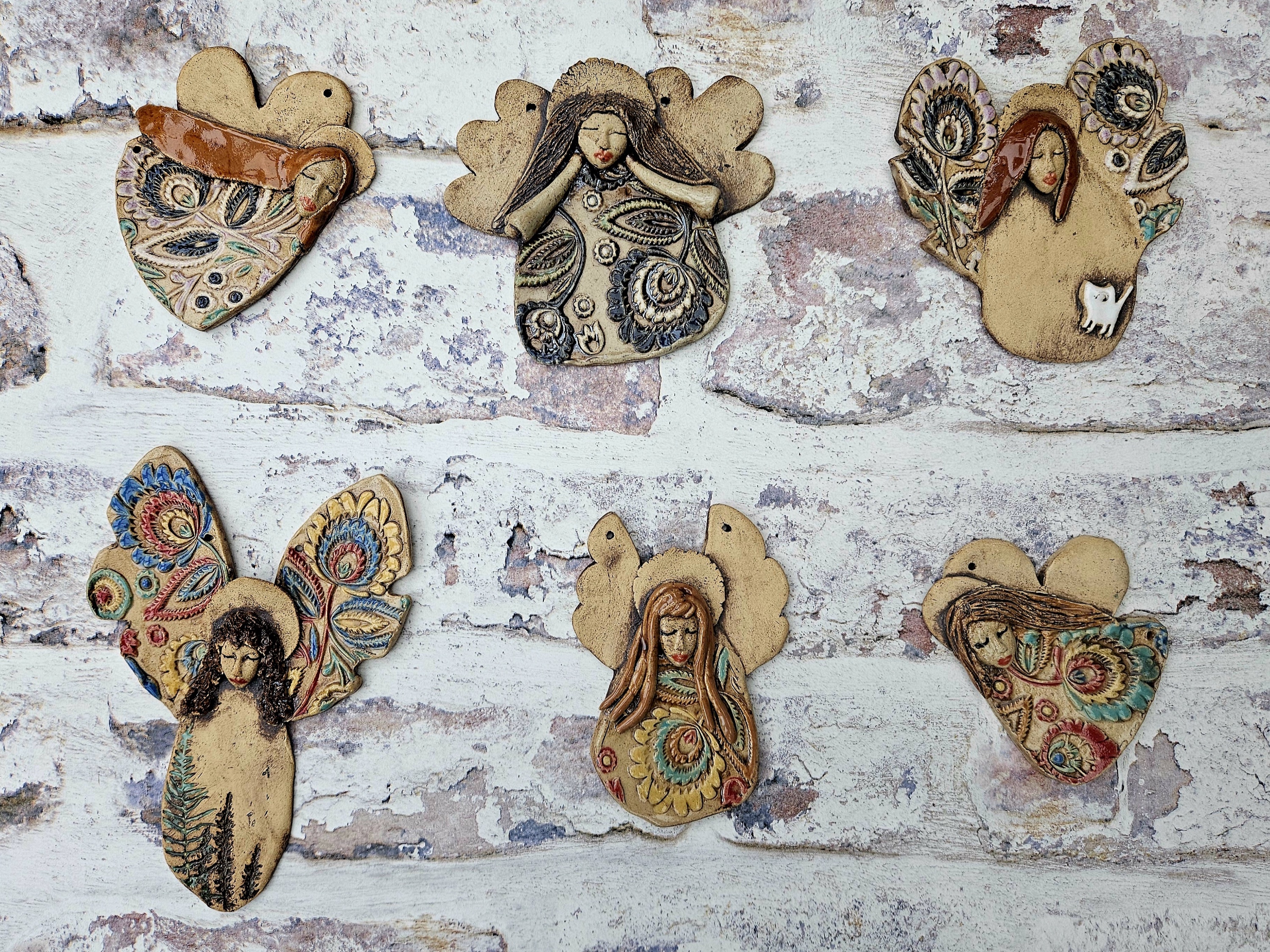 Folk Angel Wall Ornaments ceramic piece