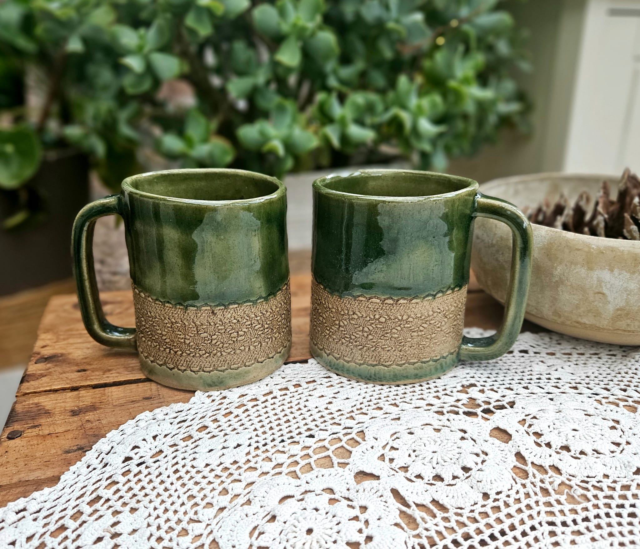 Green Mug with Crochet Motif thumbnail 2