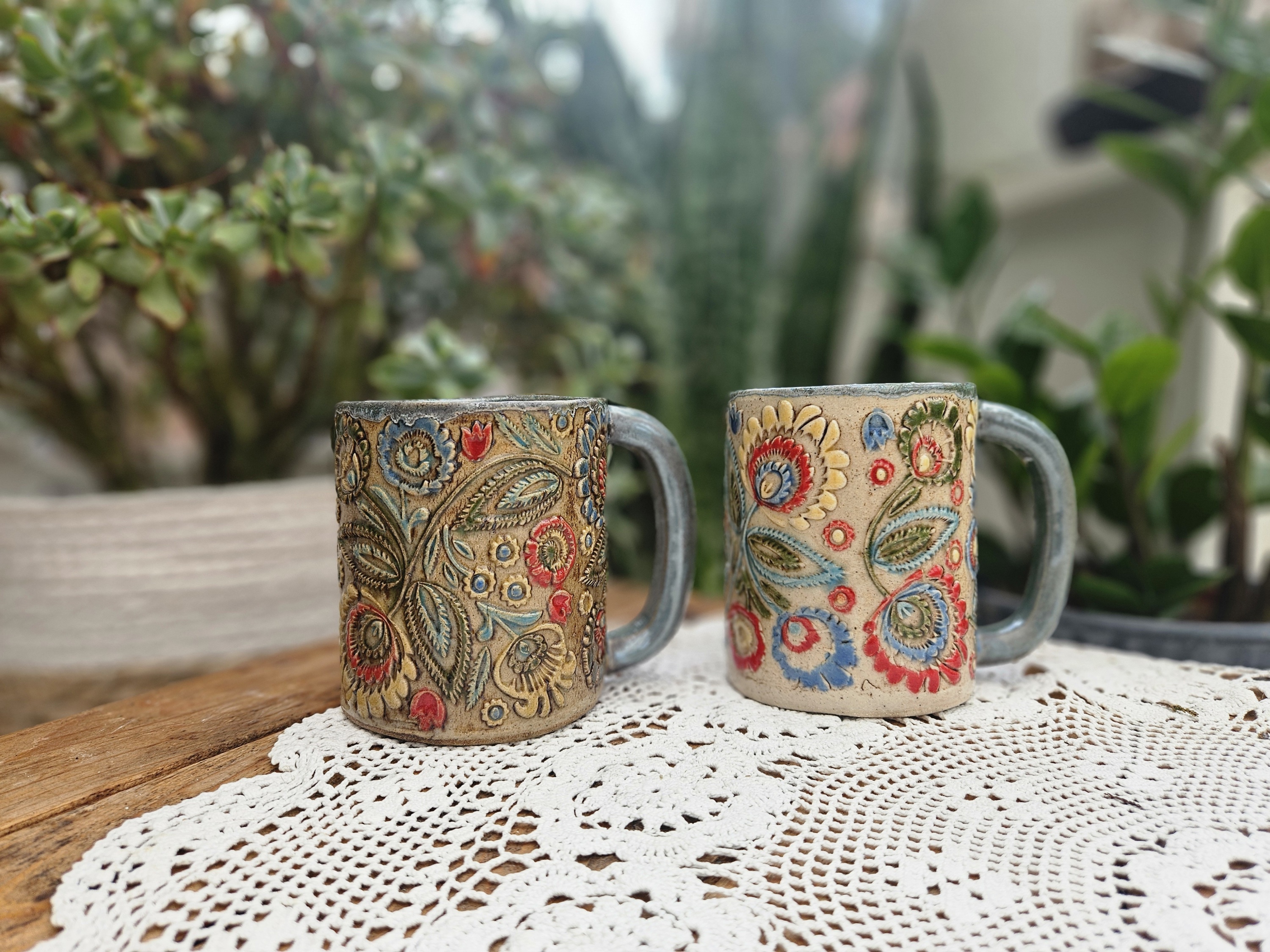 Floral Relief Mug Collection ceramic piece