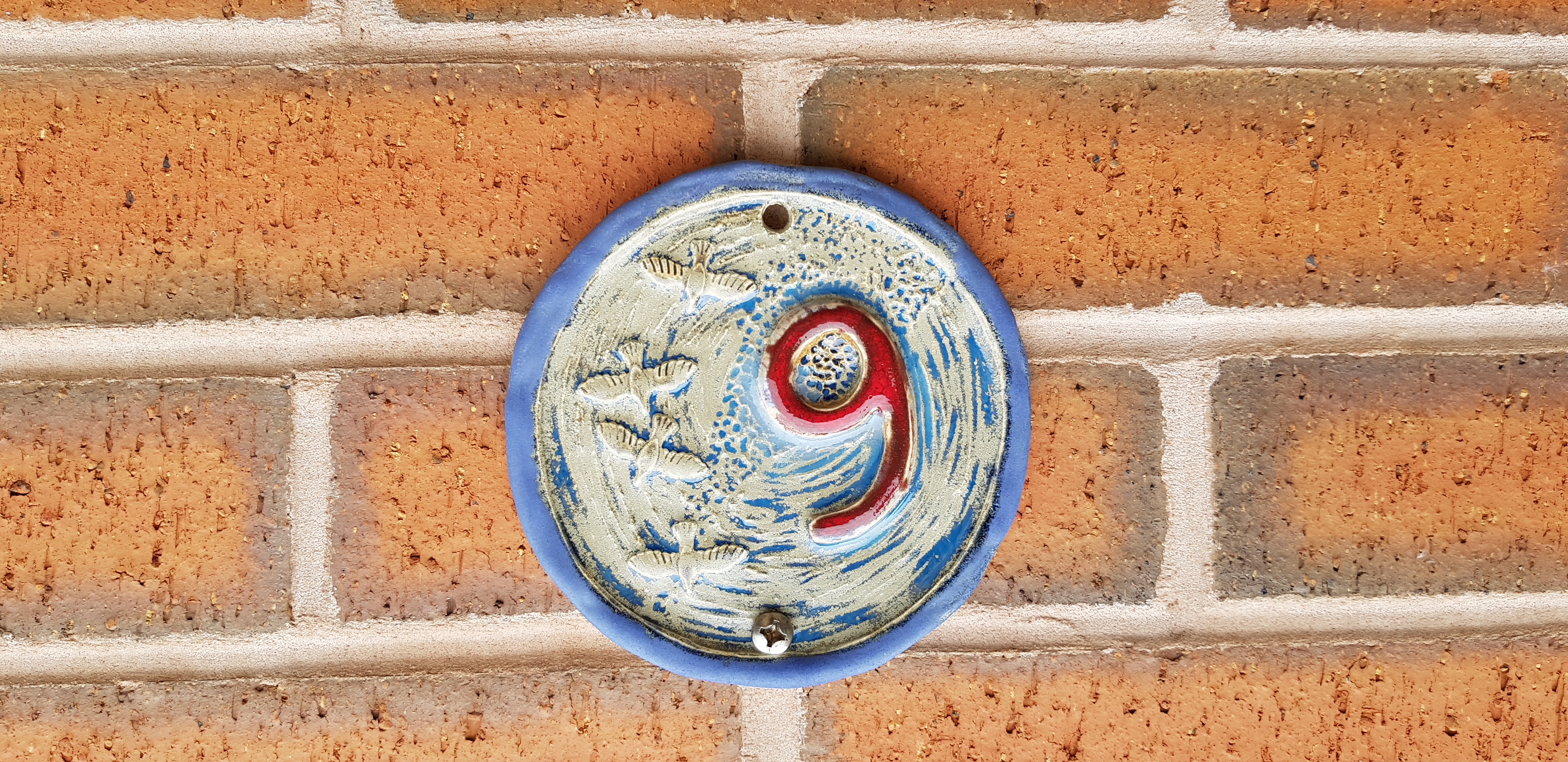 Rose Border House Number Plaque ceramic piece